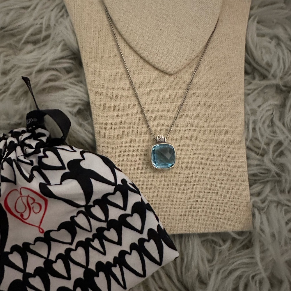 Brighton Silver Meridian collection Necklace with Aqua Blue Pendant